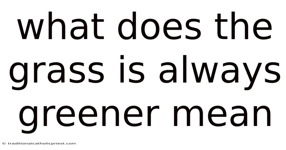 What Does The Grass Is Always Greener Mean