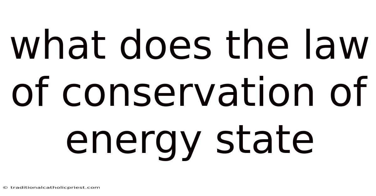 What Does The Law Of Conservation Of Energy State