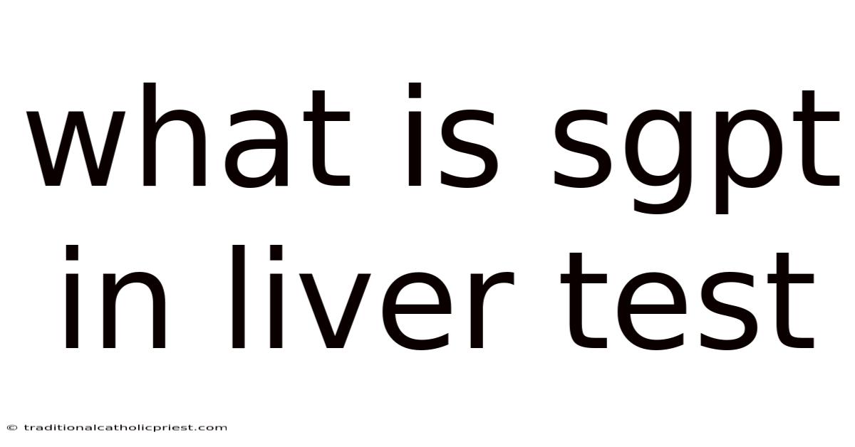 What Is Sgpt In Liver Test