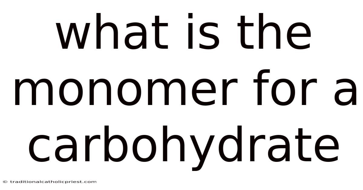 What Is The Monomer For A Carbohydrate