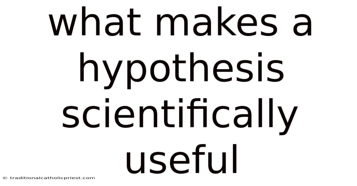 What Makes A Hypothesis Scientifically Useful