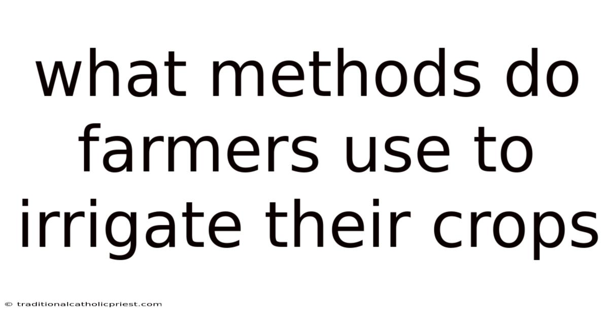 What Methods Do Farmers Use To Irrigate Their Crops