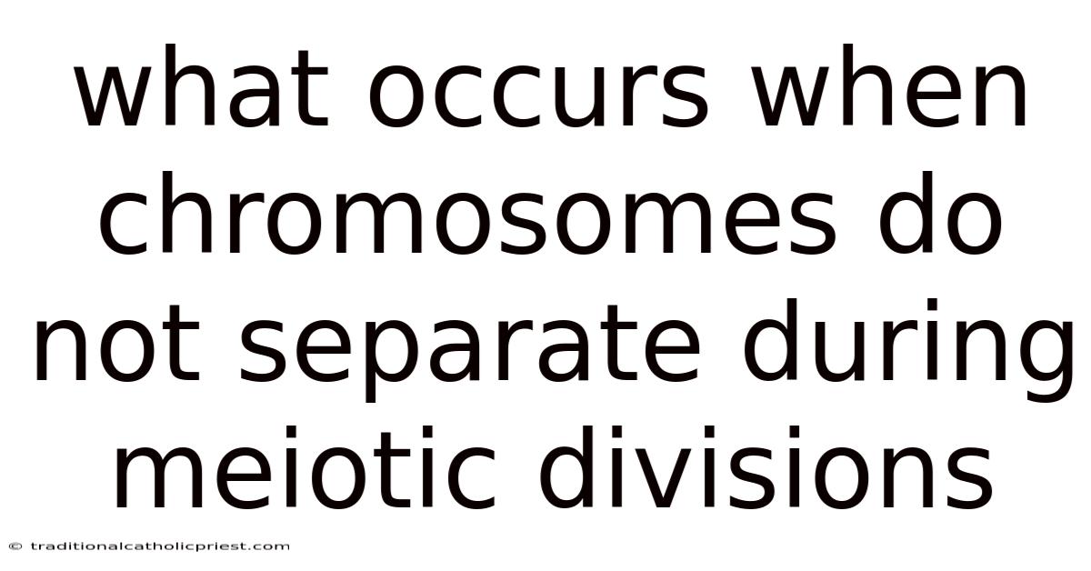 What Occurs When Chromosomes Do Not Separate During Meiotic Divisions