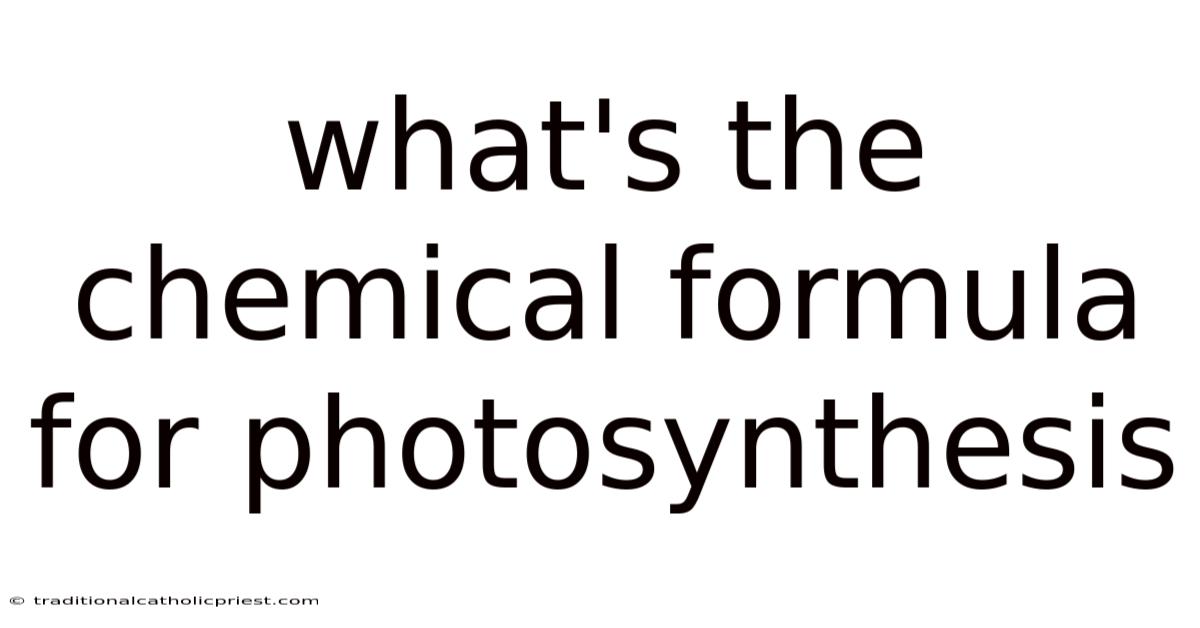 What's The Chemical Formula For Photosynthesis