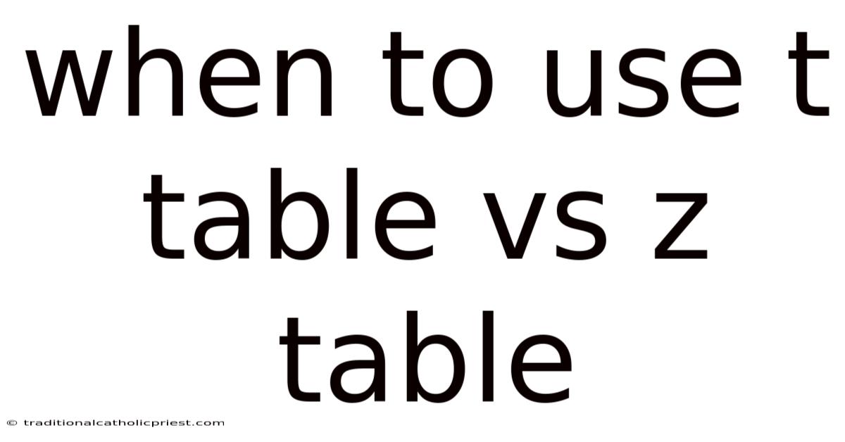 When To Use T Table Vs Z Table