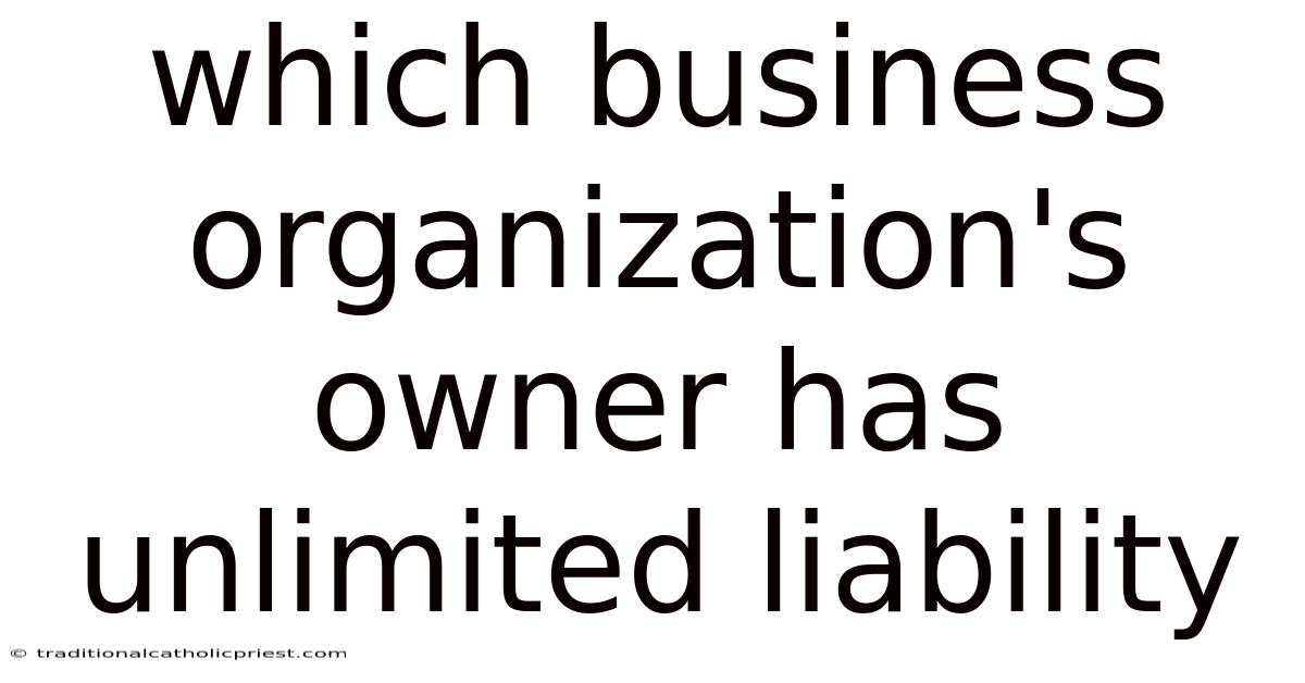 Which Business Organization's Owner Has Unlimited Liability