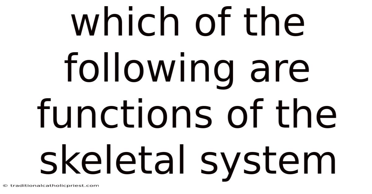Which Of The Following Are Functions Of The Skeletal System