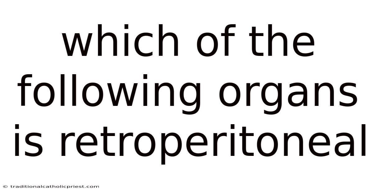 Which Of The Following Organs Is Retroperitoneal