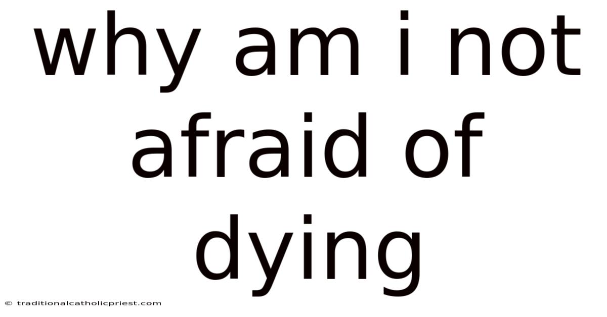 Why Am I Not Afraid Of Dying