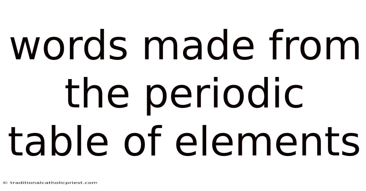 Words Made From The Periodic Table Of Elements
